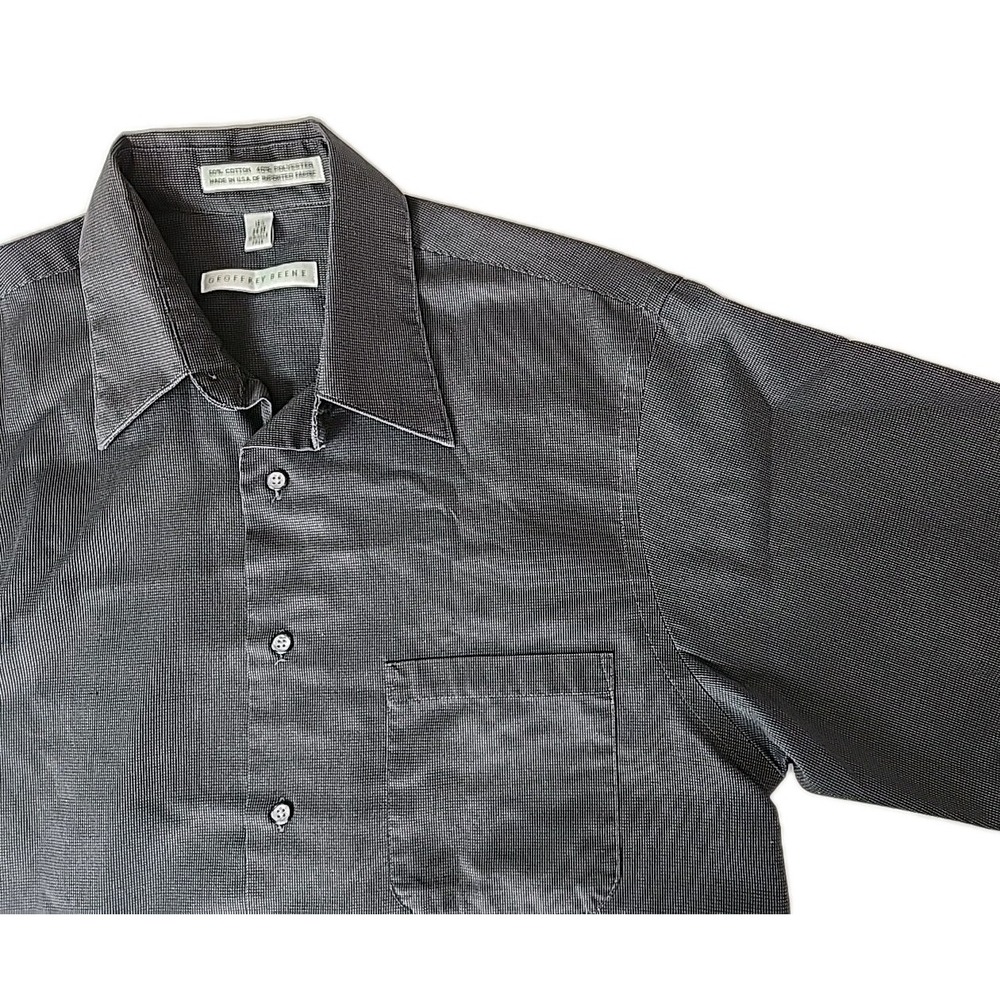 Geoffrey Beene Men's 34/35 15.5 Wrinkle-Free Slim Fit Gray Long Sleeve Dress EUC